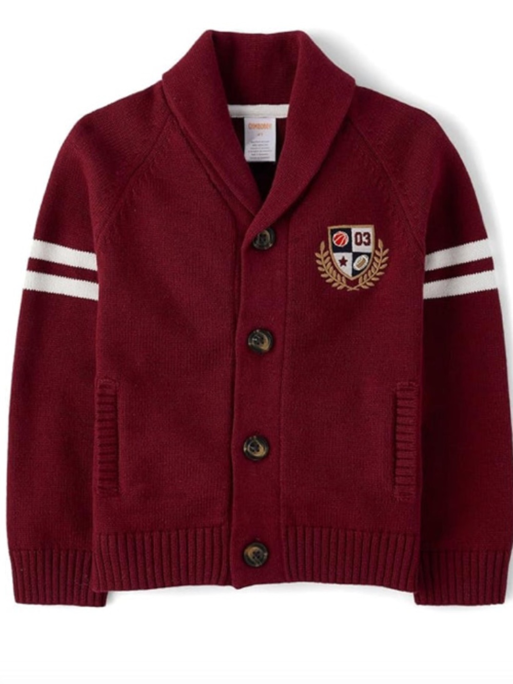Gymboree Boys Embroidered Varsity Cardigan - Burgundy - (Size: 3T)